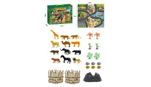 30PCS puzzle scene animal DIY set with non-woven map